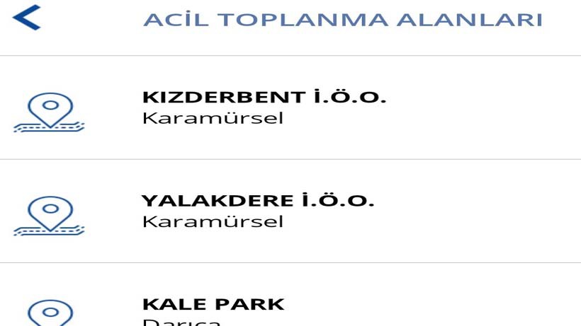 Acil Toplanma Alanları e-Kocaeli’de