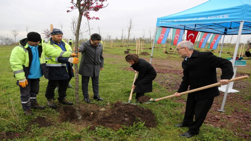 Azerbaycan ve Türkiye Kardeşliği Ormanına Haydar Aliyev’in anısına 100 fidan