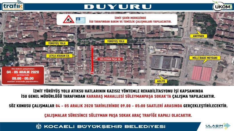 Darıca ve İzmit’te geçici güzergah uygulaması