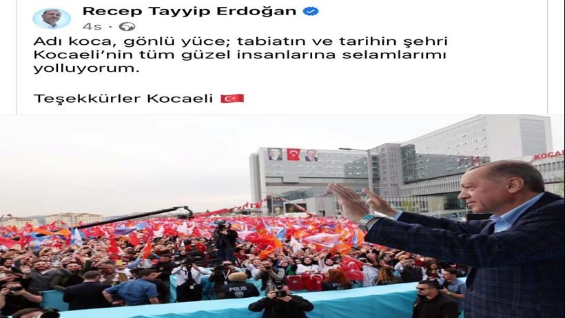 Erdoğandan Kocaeliye teşekkür