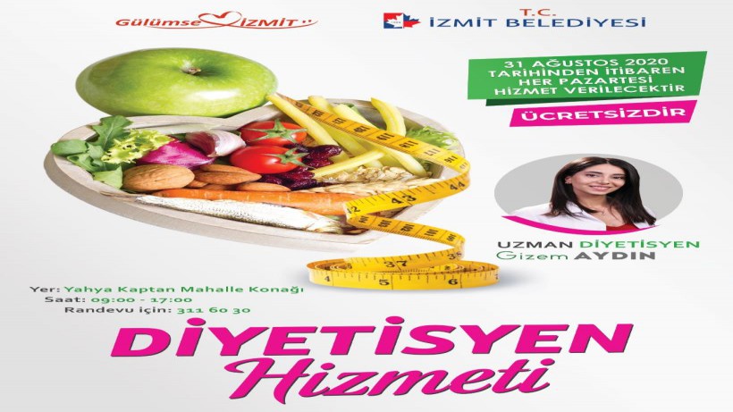 İzmit Belediyesinden ücretsiz diyetisyen hizmeti