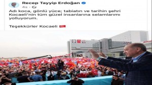 Erdoğan'dan Kocaeli'ye teşekkür